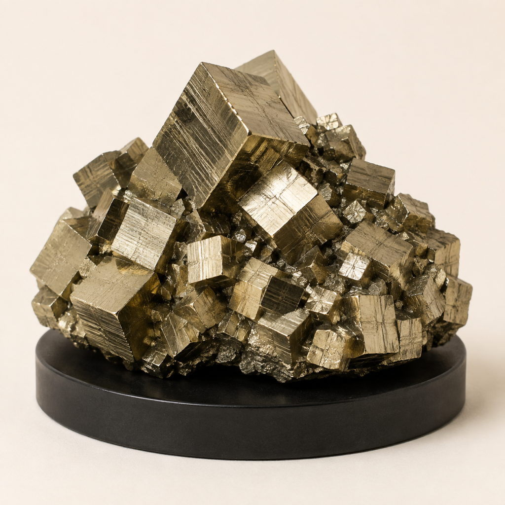 L21 Golden Cubic Mineral Cluster
