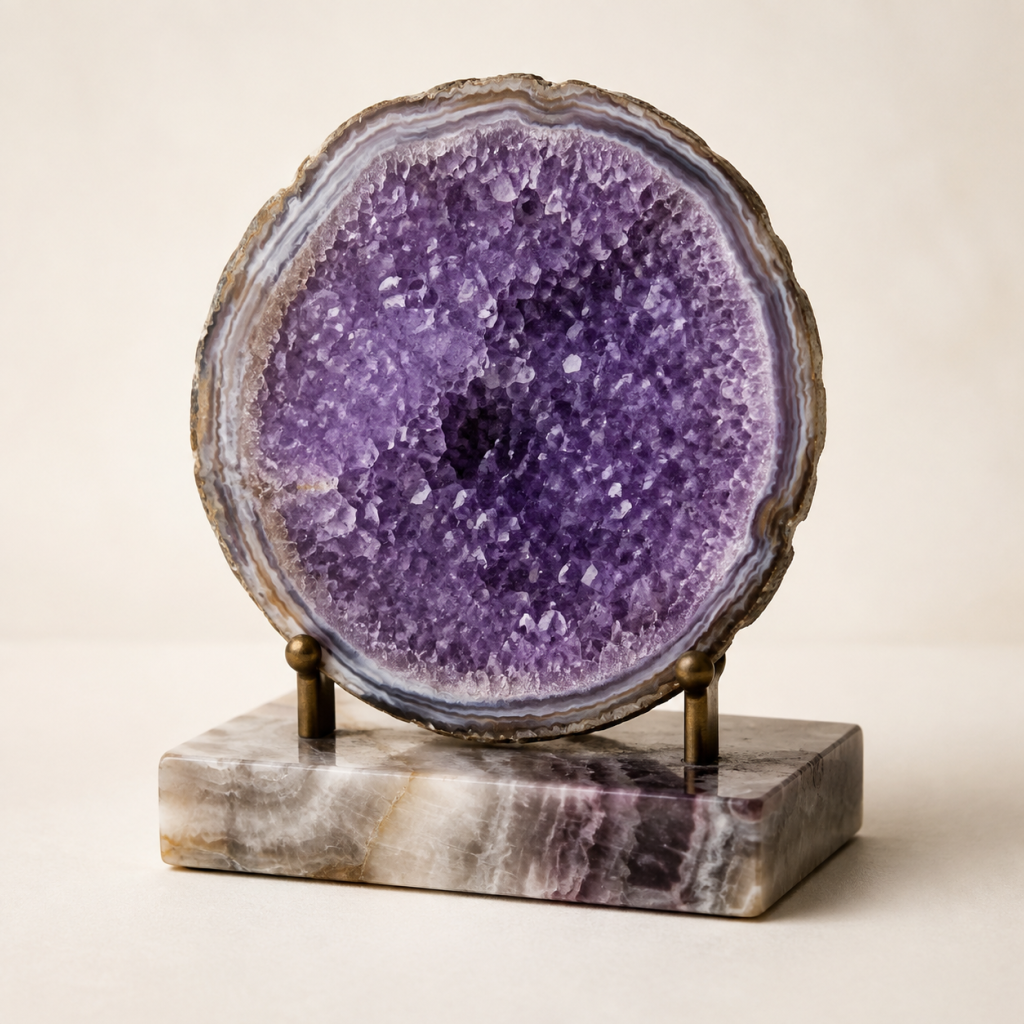 L43 Violet Geode Disc on Stand