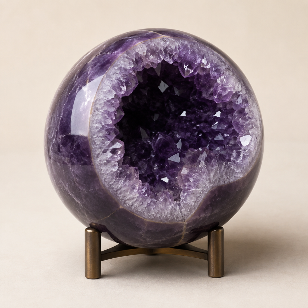 L47 Violet Geode Sphere on Cradle
