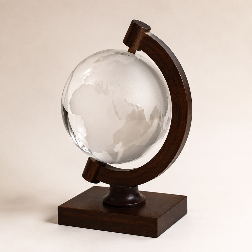 L55 Clear Crystal World Globe