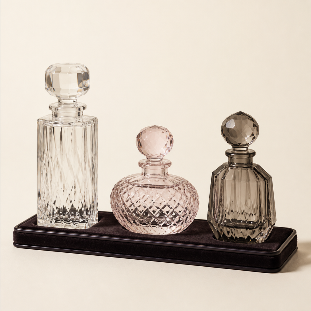 L57 Faceted Crystal Bottle Trio