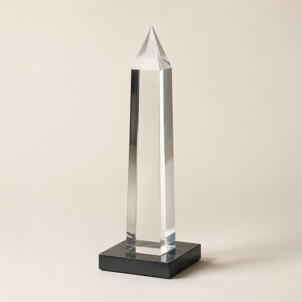 L6 Clear Faceted Obelisk
